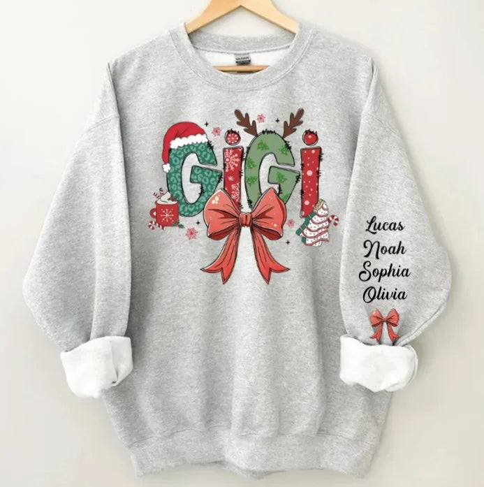 Personalized Christmas NANA/Grandma Bow Sweatshirt