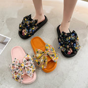 Tanguoant Printed Big Bowtie Slides Women Summer Thick