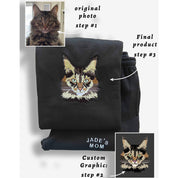 Customize | Text & Image | Dog Cat Pet | Pet Portrait Embroidered | Sweatshirt Hoodie