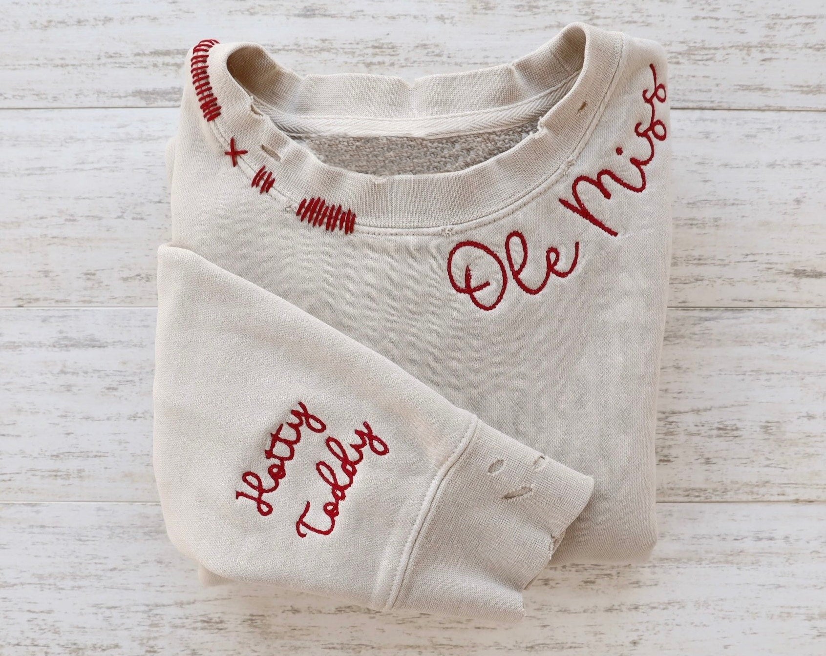 VINTAGE Embroidered Hand Distressed Sweatshirt