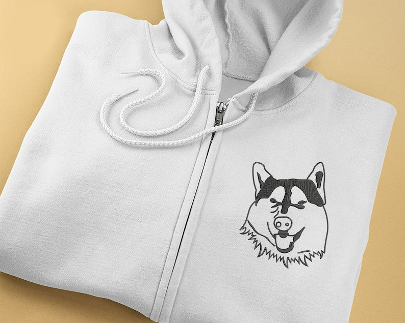 Custom Embroidered | Pet Photo | Zip Up Hoodie