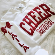 Personalized Print Cheer Mom sweatshirt with Kids Name on Sleeve