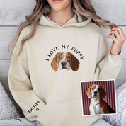 I Love My Dog | Custom Pet Portrait Embroidered | Crewneck T-shirt Hoodie