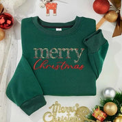 Merry Christmas Floral Embroidered Sweatshirt