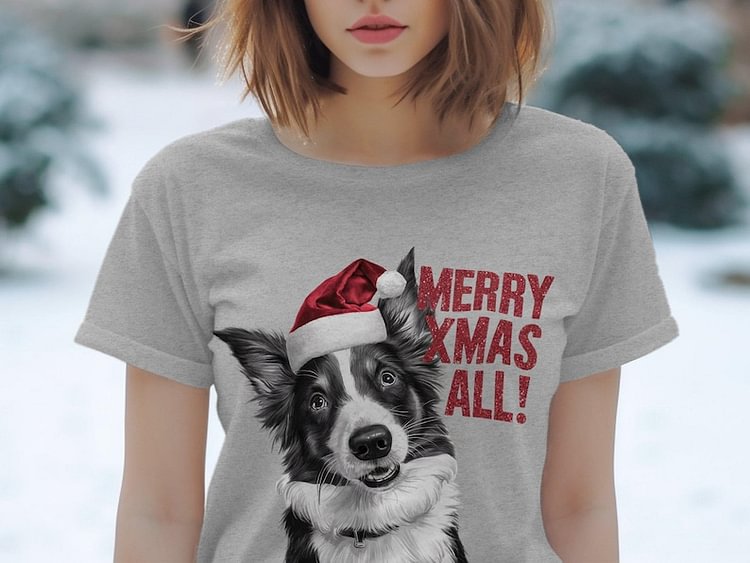 Custom Dog Face With Santa Hat |  Christmas Sweatshirt Hoodie T-shirt