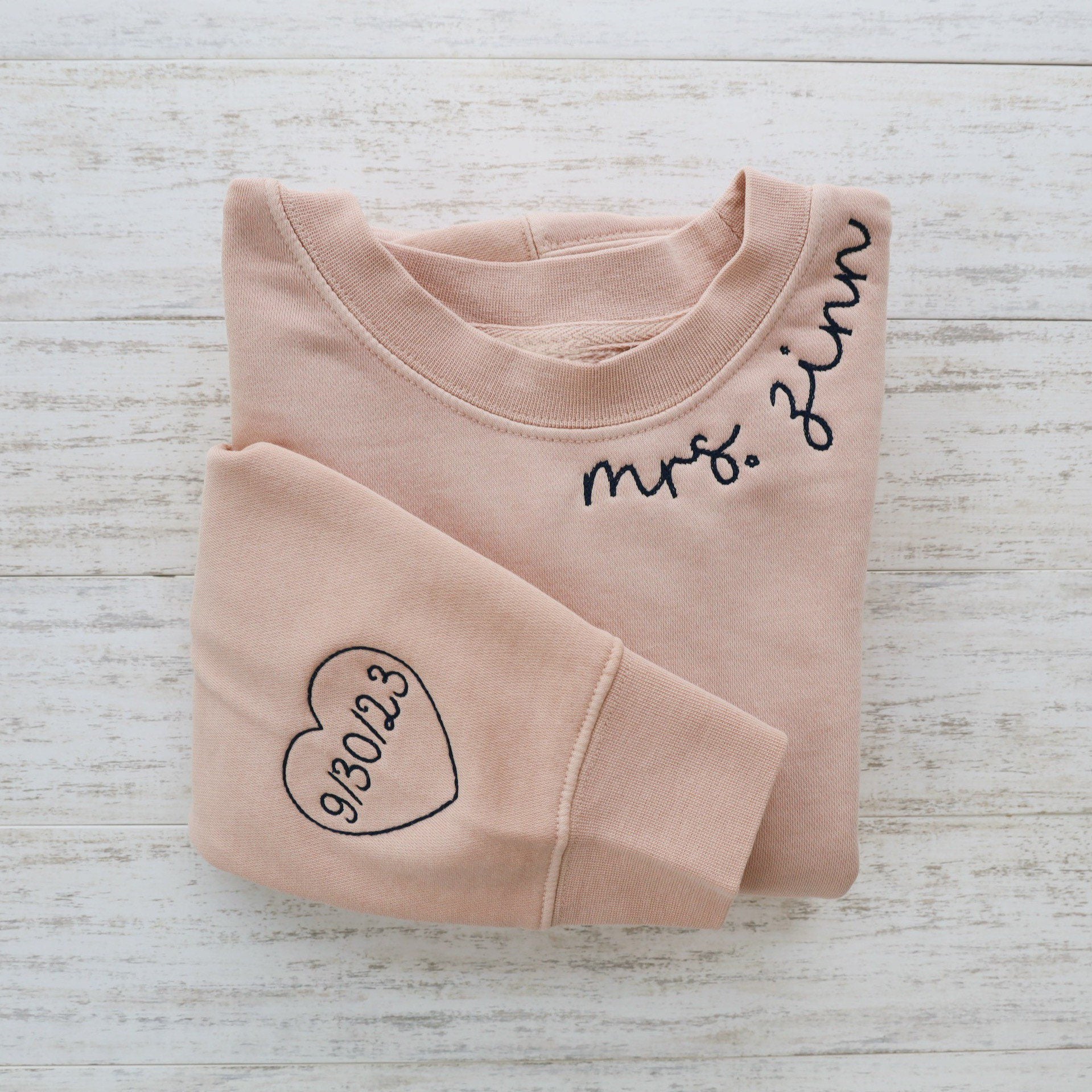 CUSTOM EMBROIDERED  Embroidered Mrs. Sweatshirt