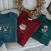 Custom Embroidered Pet Portrait Christmas Jumper Sweatshirt