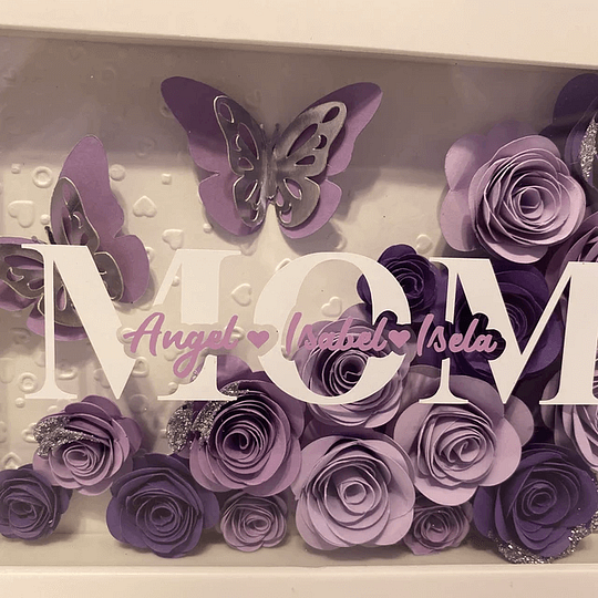 Personalized Mom Flower Shadow Box With Name For Mother's Day