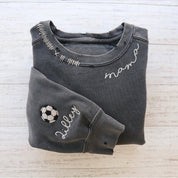 Embroidered Hand Distressed Mama Sweatshirt With kid's Names