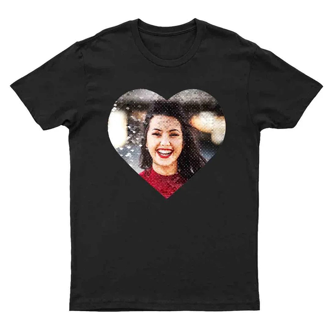 Custom Shirt｜Photo Flip Sequin Tee｜Gift｜Couple｜For Lover