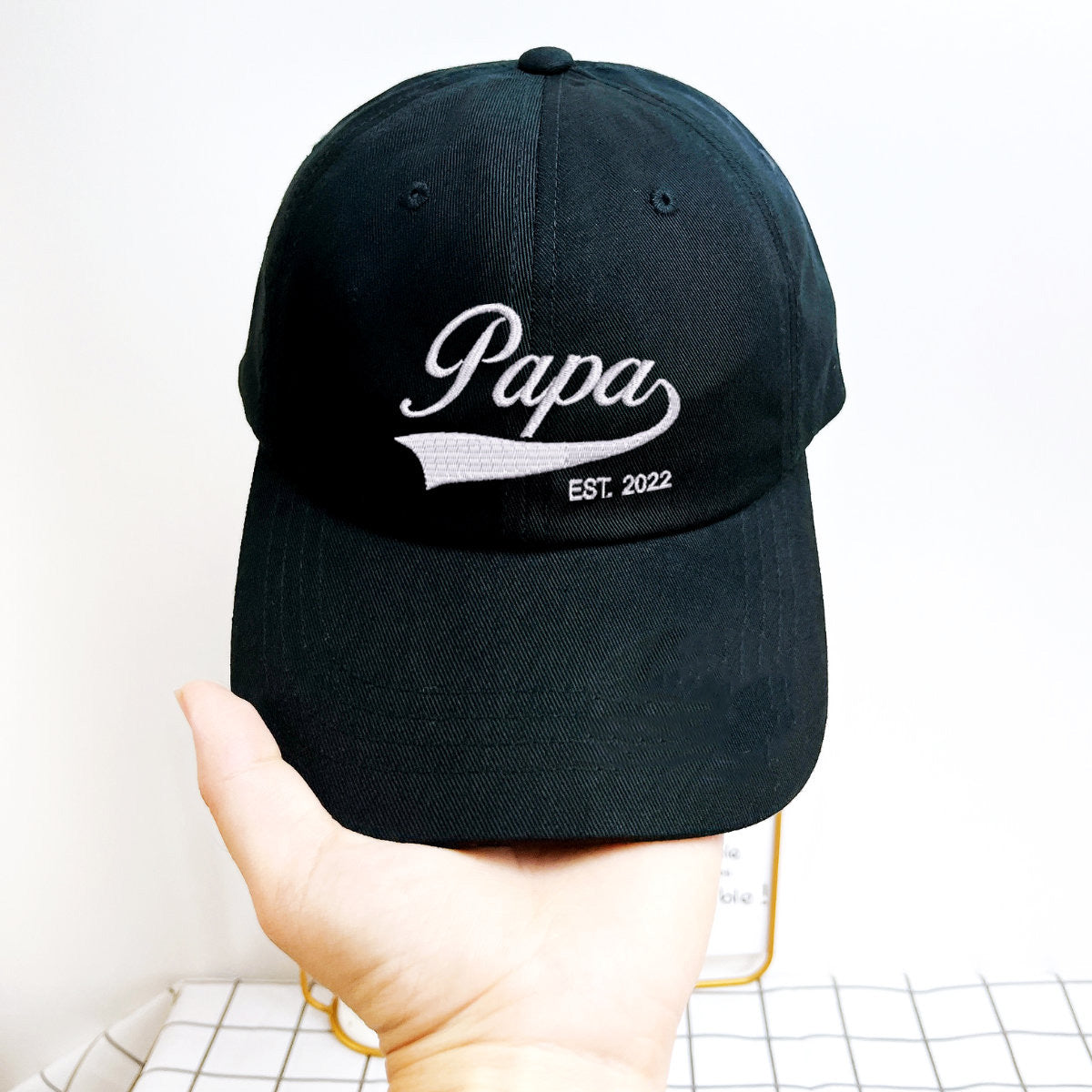 Custom Embroidered Papa Hat | Cool Gift For Dad | Personalized Cap With Date