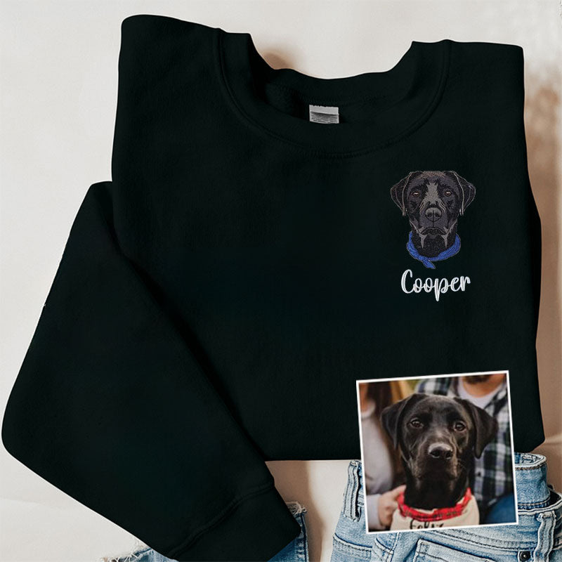 Customize | Text & Image | Dog Cat Pet | Pet Portrait Embroidered | Sweatshirt Hoodie