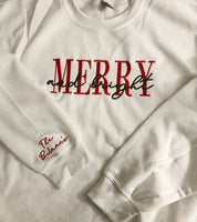 Embroidered Merry and Bright Crewneck Cozy Sweatshirt -Christmas gifts