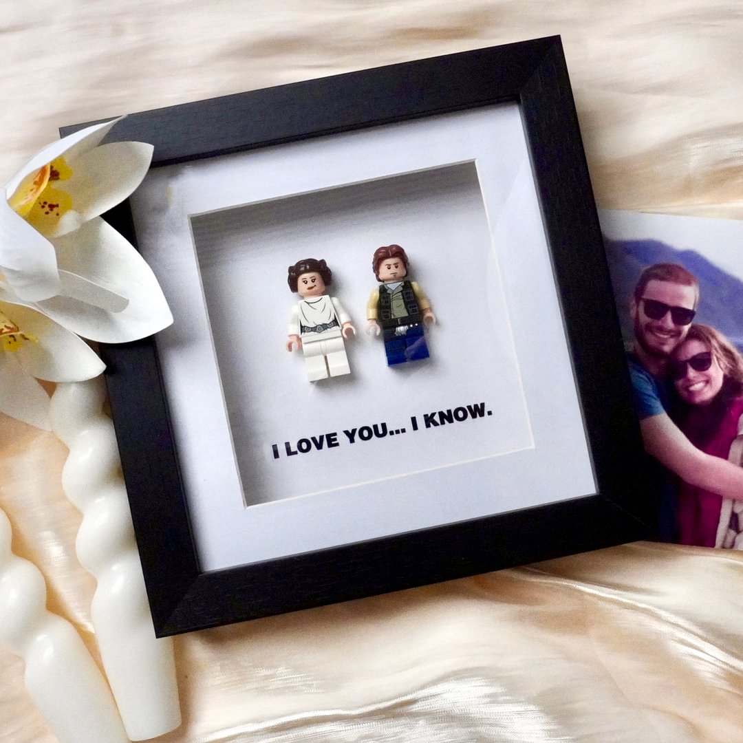 I Love You I Know | Princess Leia & Han Solo | Mini Figure | Star Wars | Frame | Gift | Love | Valentine's Day