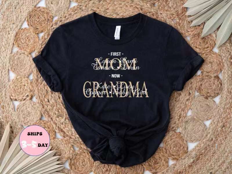 Personalized First Mom Now Grandma Shirt