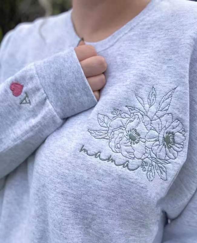 Embroidered Sweatshirt｜Floral Mama｜Floral Nana Shirt