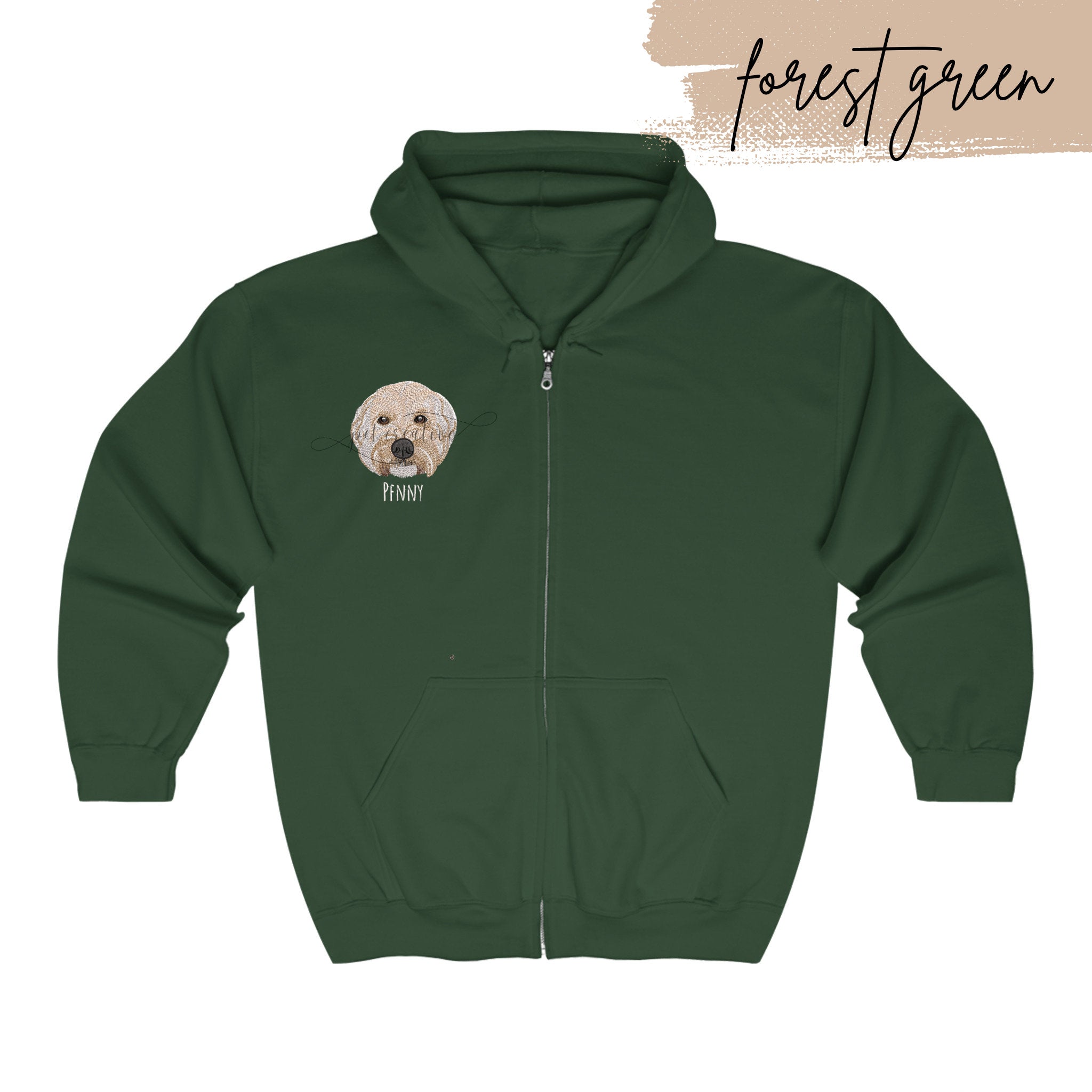 Custom Embroidered｜Pet Portrait Hoodie｜Zip Up Hoodie