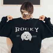 Personalized Embroidered | Sweatshirt with Pets Name | On Back of Sweatshirt