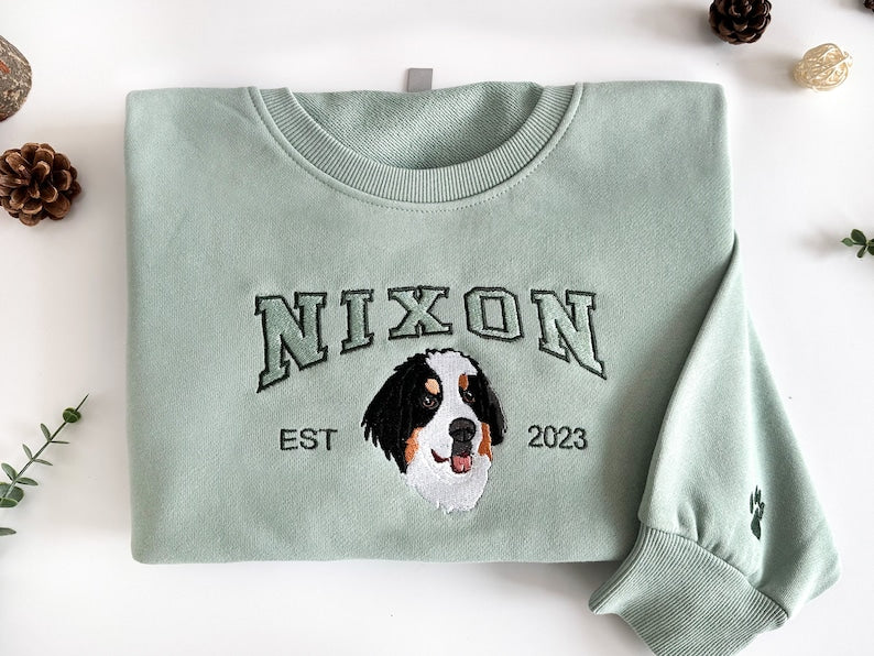 Custom Dog Hoodie｜Embroidered Dog Name｜Personalized Pet Face Sweatshirt