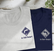 To The Heart Embroidered Couple T-shirt | Matching T-shirt for Couples | Husband and Wife