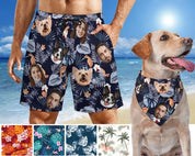 Custom Hawaiian Trunks with Face for Party, Personalized Swim Trunks