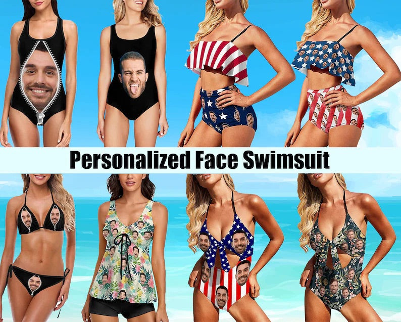 Custom Face Swimsuit Personalized Women's Bathing Suit with Photo Bikini