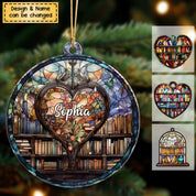 Personalized Bookshelf Stained Glass Ornament