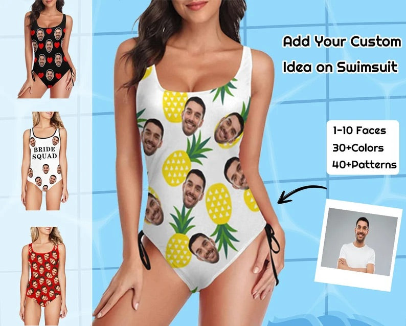 Custom Face Swimsuit Personalized Photo Women's Bathing Suit Bikini Set Swimwear