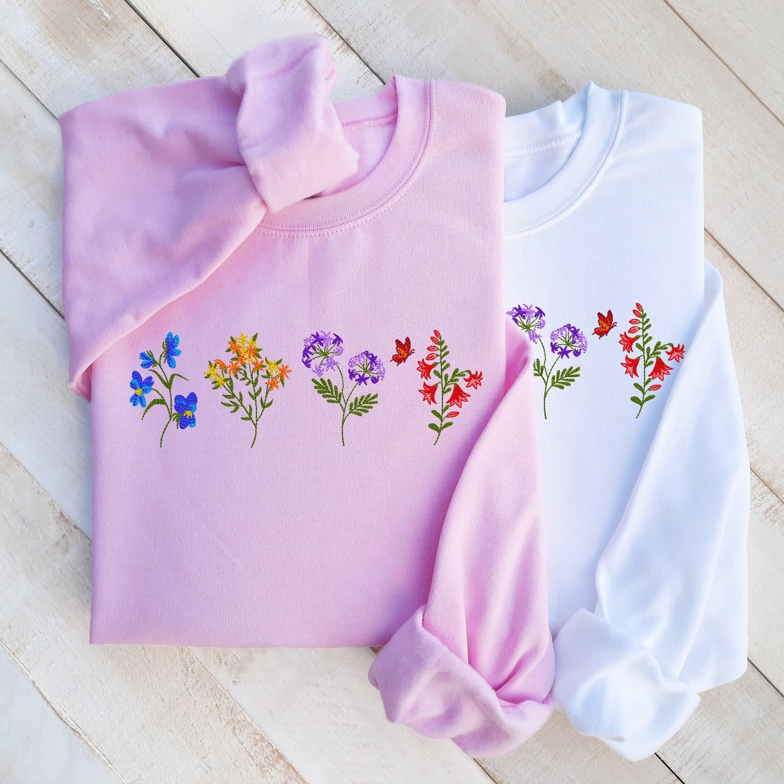 Unisex Floral Embroidered Sweatshirt