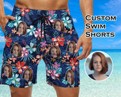 Custom Men's Swim Trunk Face Swim Shorts Personalized Beach Shorts