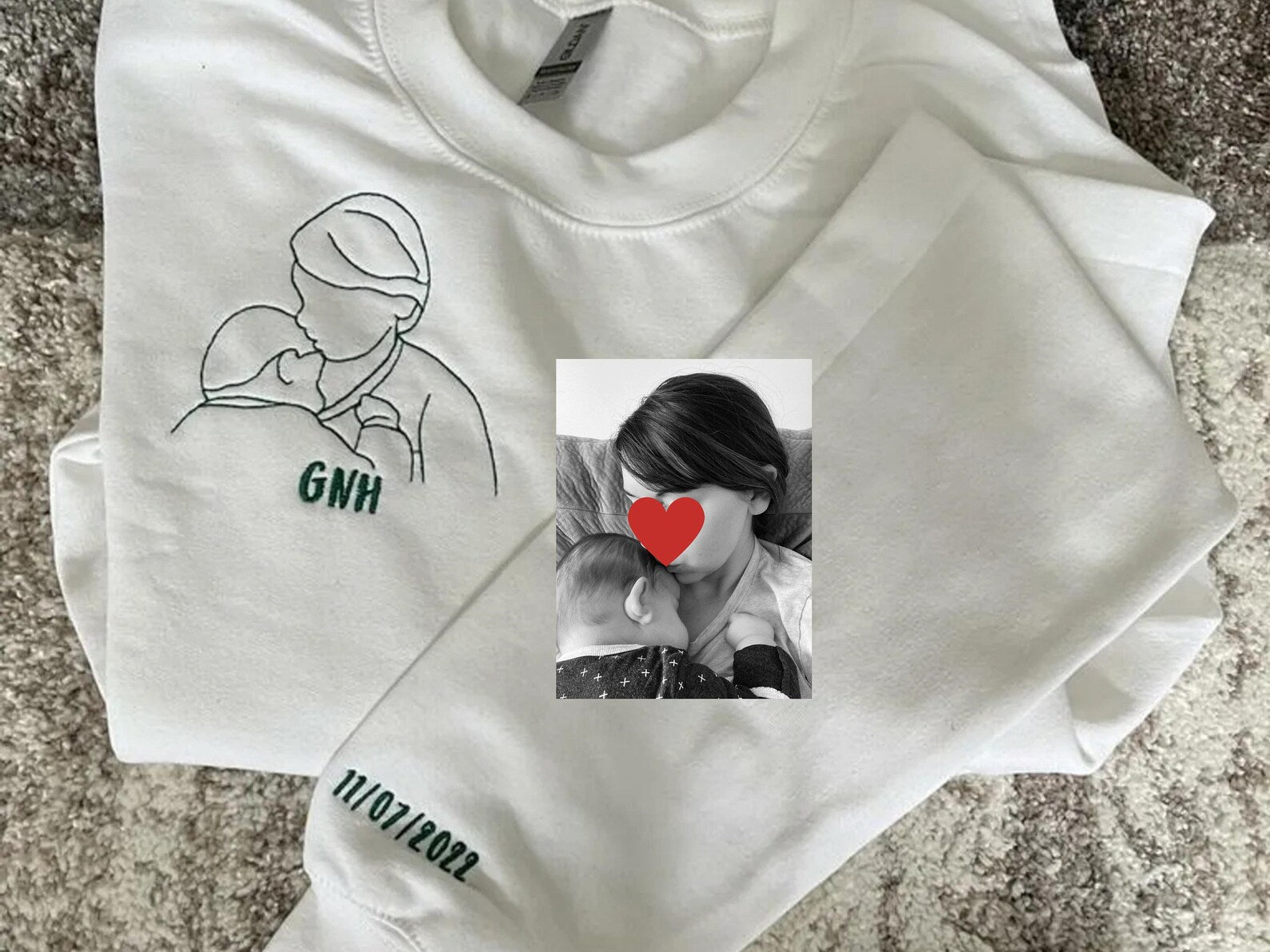 Custom Embroidered Portrait｜Sweatshirt For Mothers Day