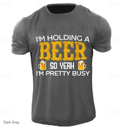 I Am Holding A Beer Letter | Print Tee | Men's Graphic Cotton Blend T-Shirt