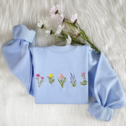 Wild Fower | Embroidered Sweatshirt | Pinky Flower Hoodie