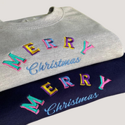 Embroidered Merry Christmas Sweatshirt | Embroidery|0 90s 80s Festive Gift