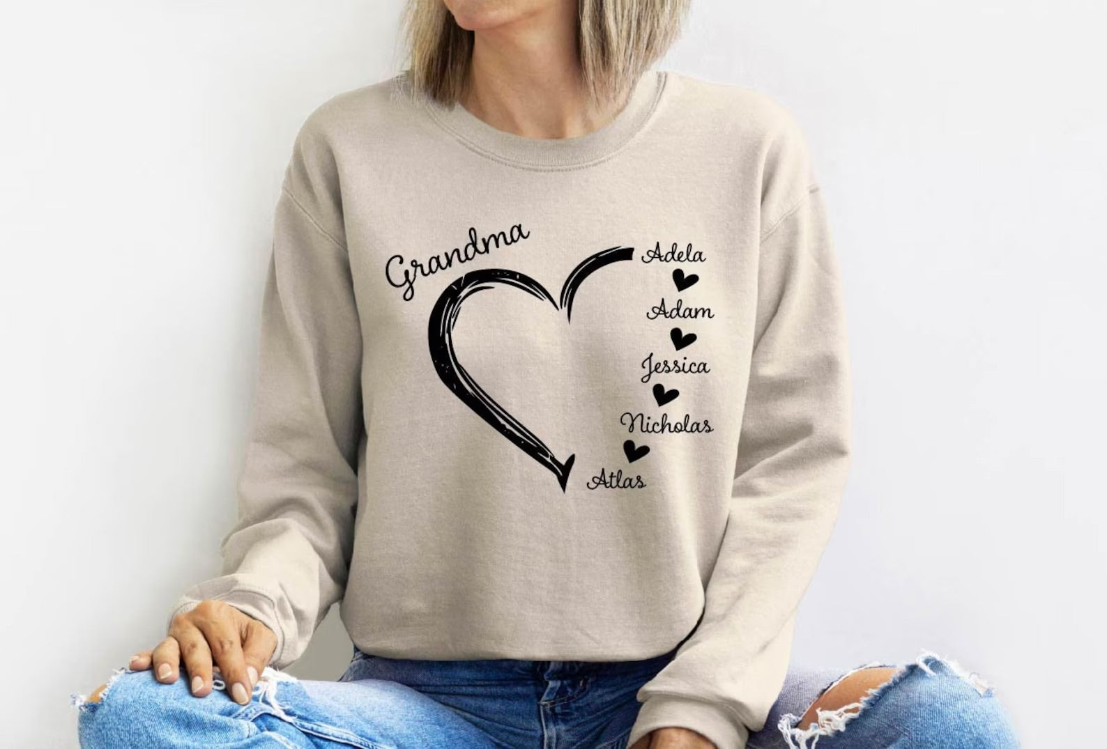 Custom Grandma Sweatshirt, Grandma Heart Sweat