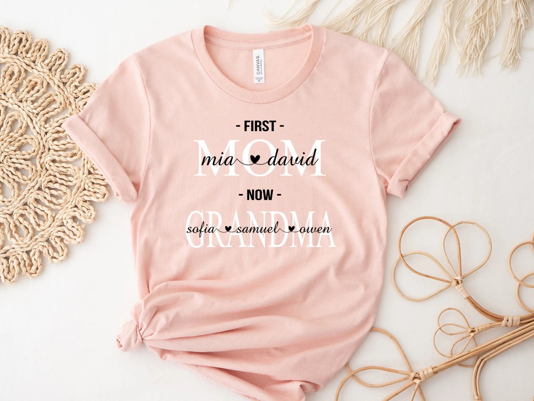 Personalized First Mom Now Grandma Shirt