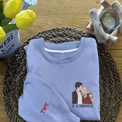 Personalized Couple Photo Embroidered Sweatshirt