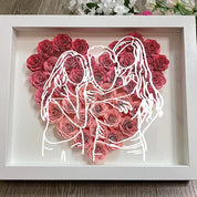 Custom Heart Line Art Flower Shadow Box