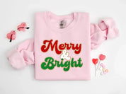 Merry and Bright Chenille Patch Sweatshirt- Best Christmas Gift