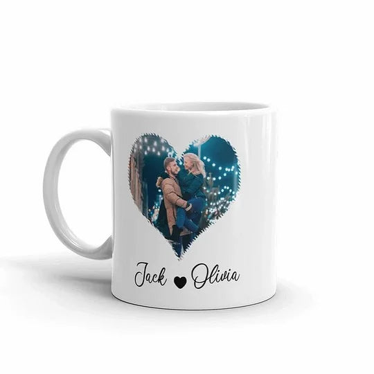 Personalized Couple Heart Custom Photo Mug