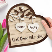 God Gave Me You - Couple Personalized Custom 2-Layered Wooden Plaque With Stand