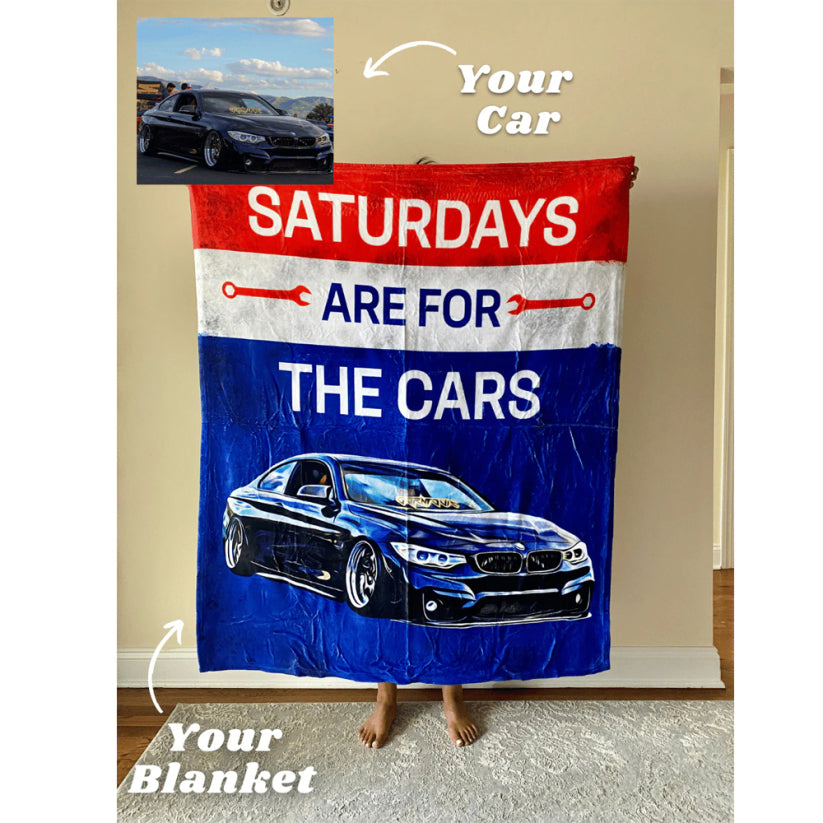 Saturdays Are For Cars Custom Car Fleece Blanket