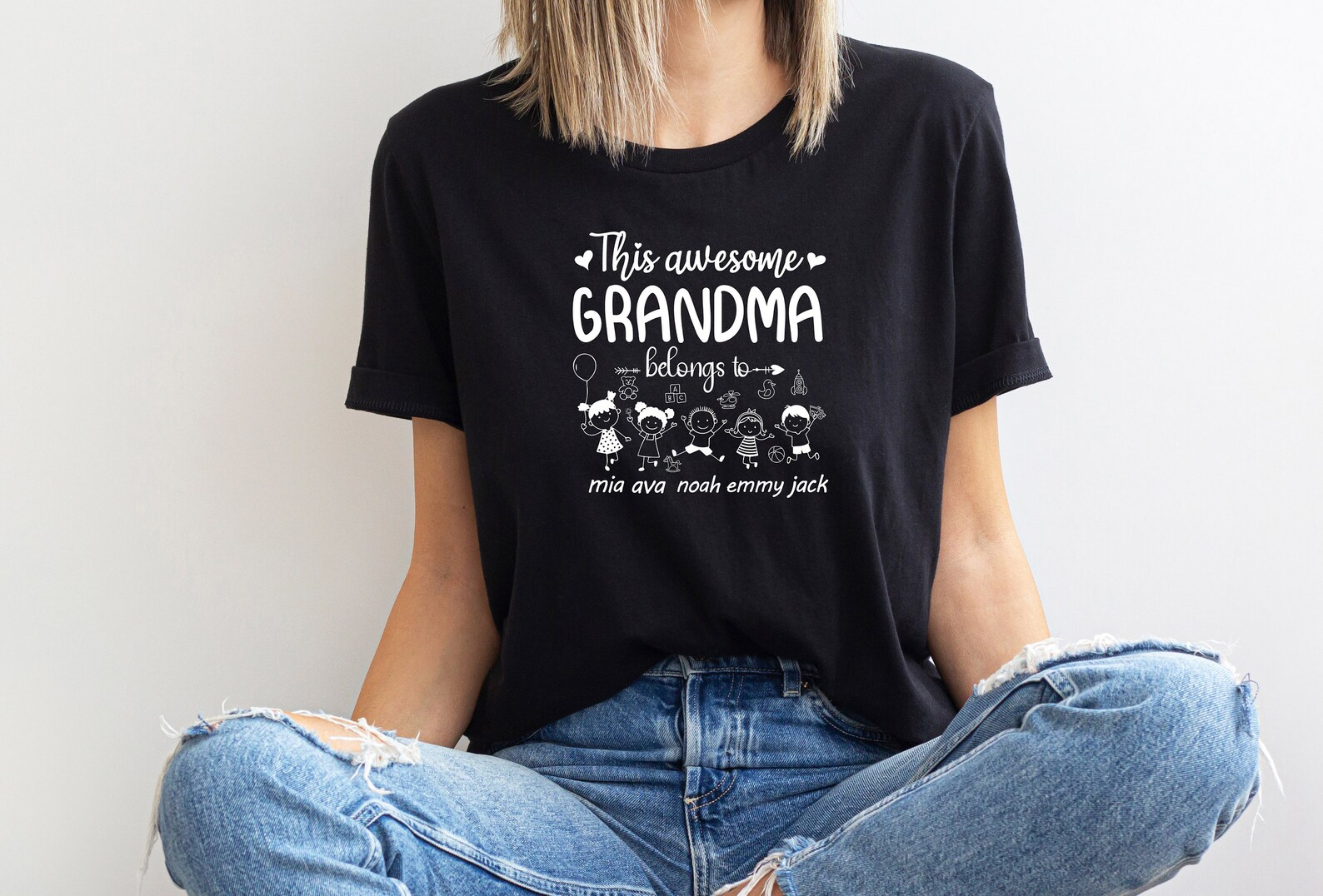 Mothers Day Gift, Grandma Shirt, Personalized Names Tee