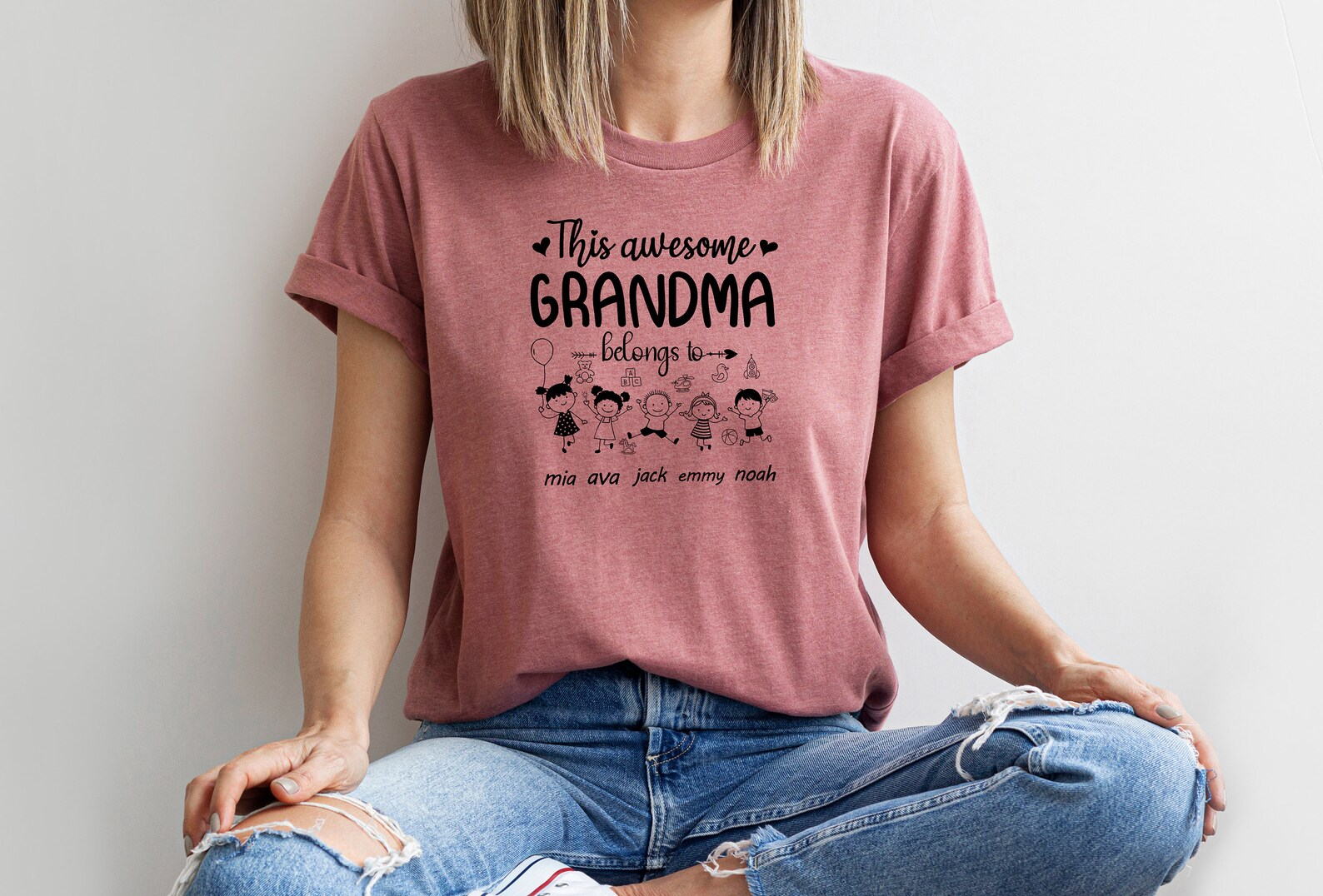 Mothers Day Gift, Grandma Shirt, Personalized Names Tee