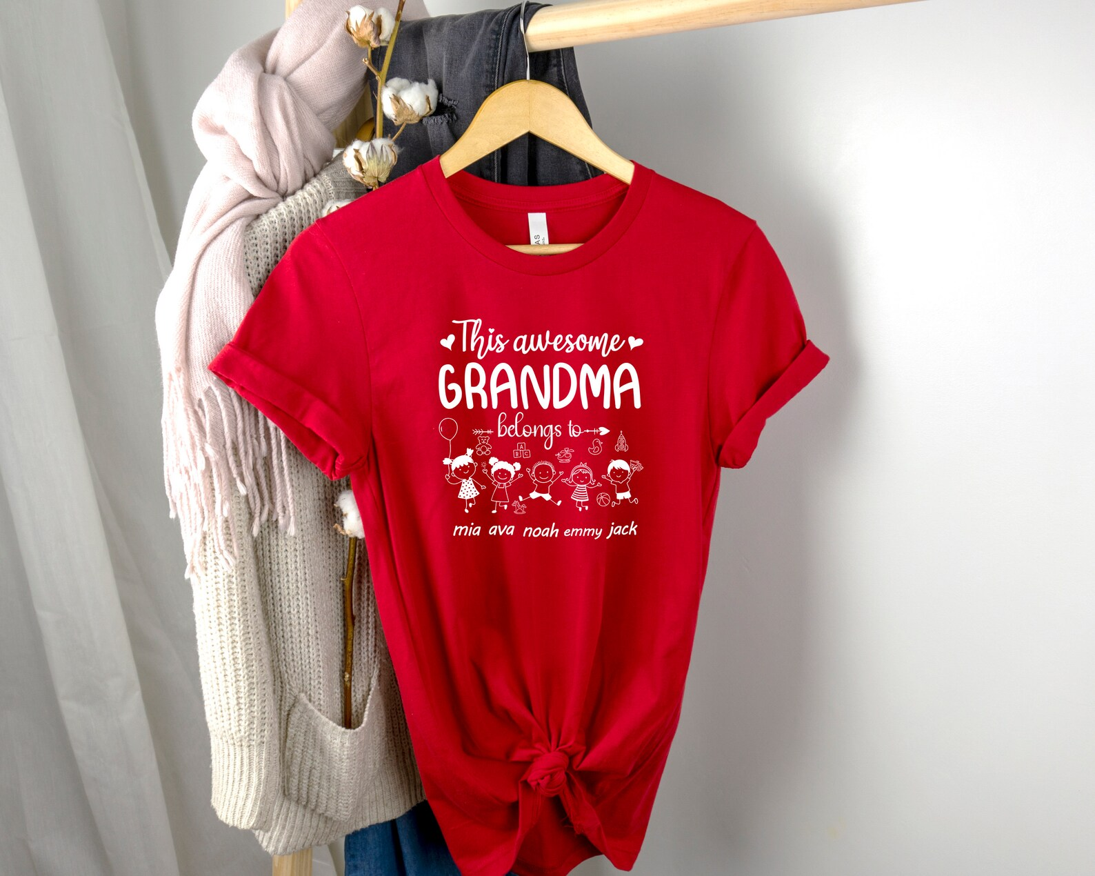 Mothers Day Gift, Grandma Shirt, Personalized Names Tee