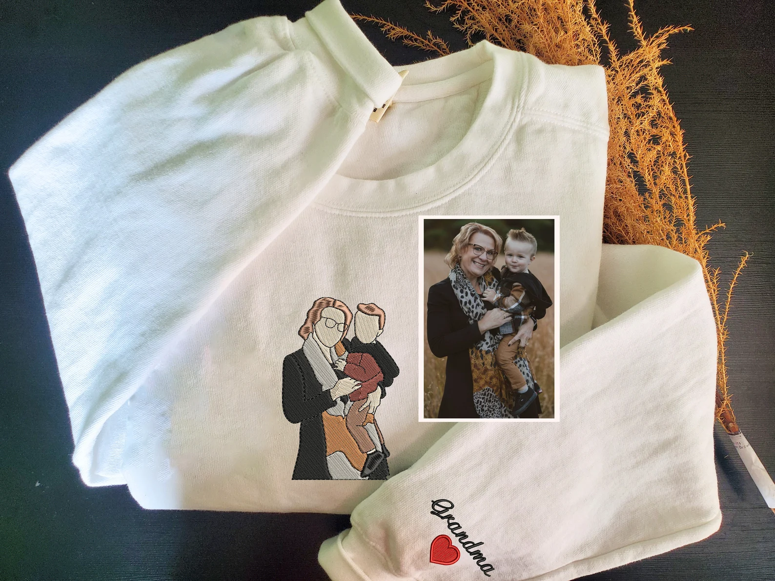 Custom Embroidered Portrait｜Sweatshirt For Mothers Day