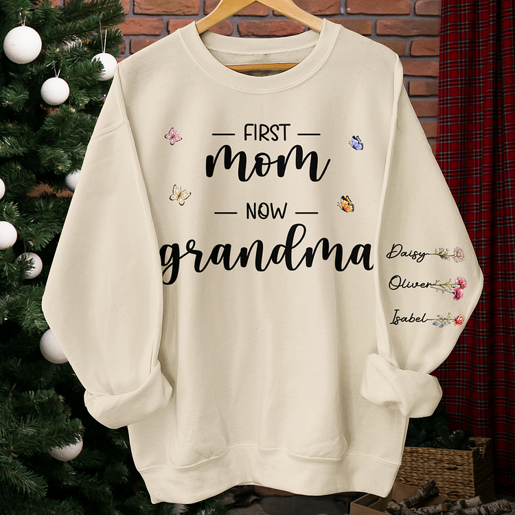 Family Personalized Custom Unisex Sweatshirt With Design On Sleeve