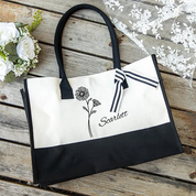 Personalized｜Line Birth Flower｜Beach Canvas Tote Bag