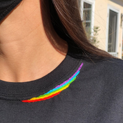 Embroidered T-shirt Rainbow, Crewneck Shirt Handmade