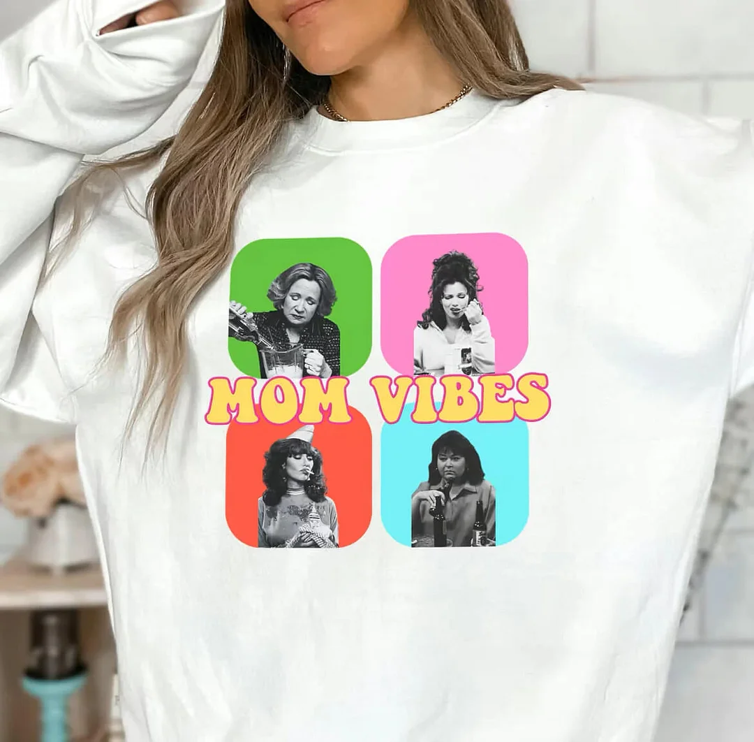 Custom Mom Vibes Vintage Photo Tee Sweatshirt